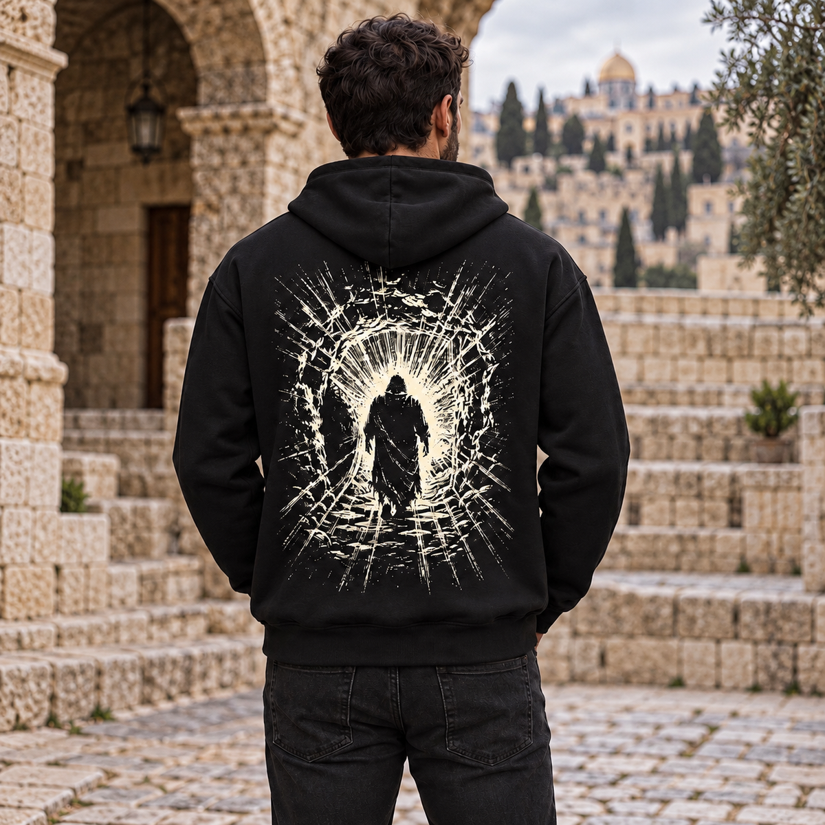 RISEN - Bone ✦ Watchman Hoodie ✦ Black