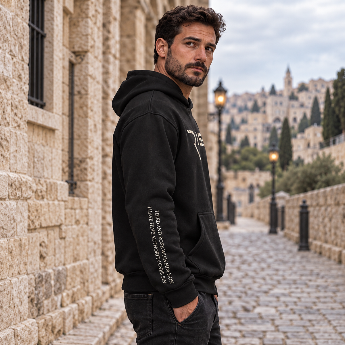 RISEN - Bone  ✦ Watchman Hoodie ✦ Black