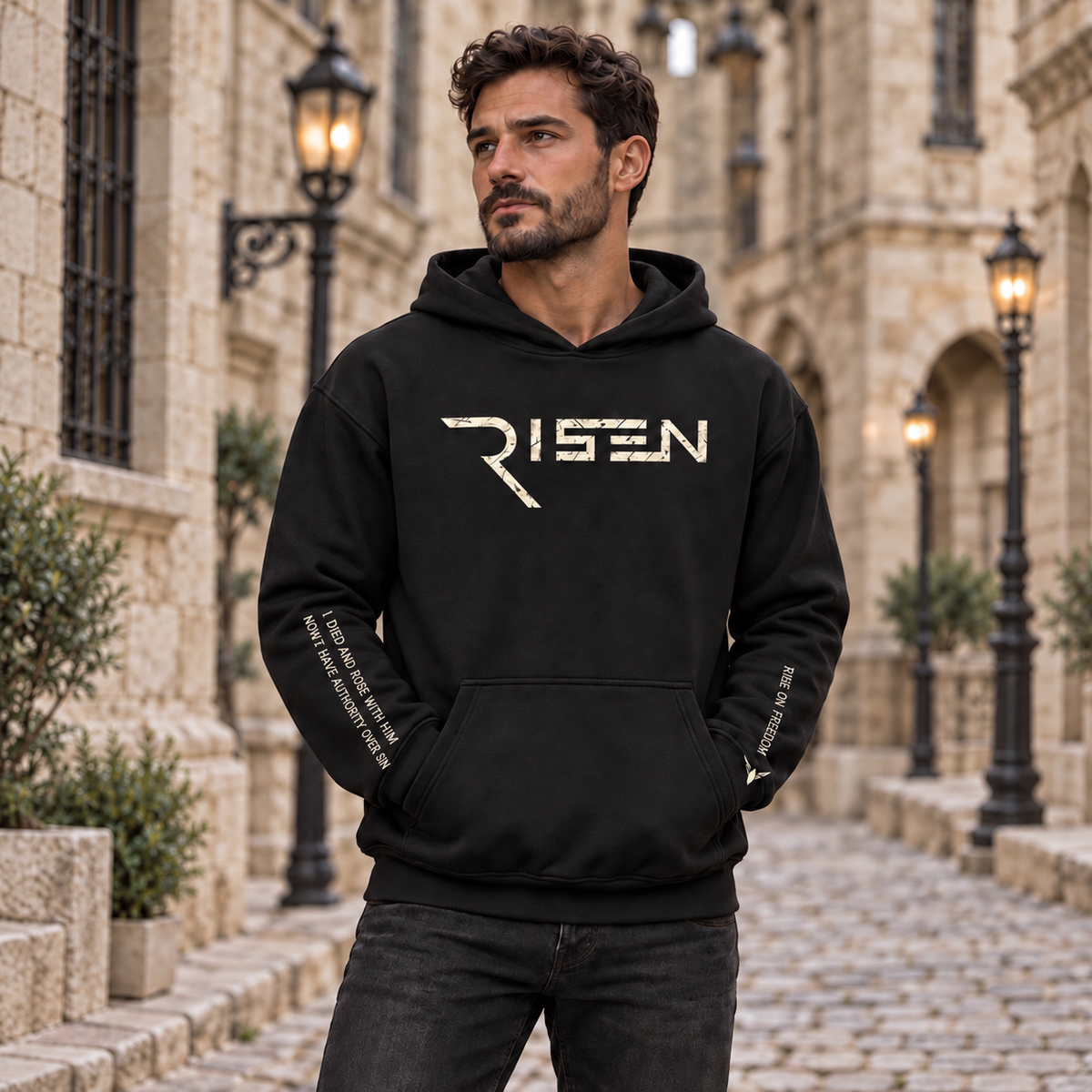 RISEN - Bone  ✦ Watchman Hoodie ✦ Black